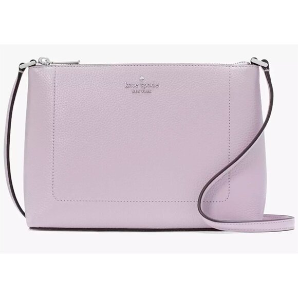 S Kate Spade Leila Crossbody Bag Violet Pebbled Leather Purse KG464 NWT $299 - Picture 1 of 7